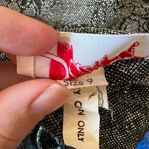 Vintage 90s Black Floral Metallic Bodycon Mini Dress size 9 - Picture 8 of 11